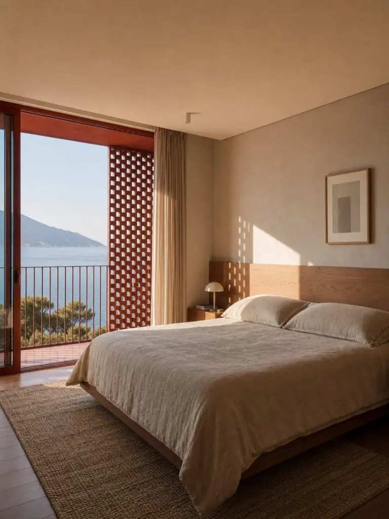 Bedroom with a sea view