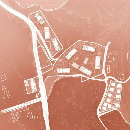 Site plan of Marea Coast in terracotta tones